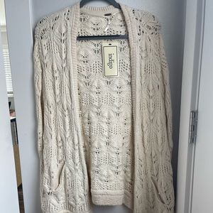 Free People Ivory Leaf Knit Vest